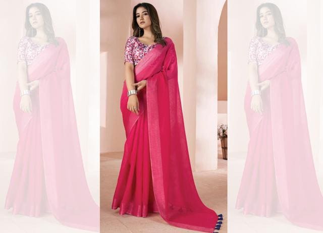 A pre-pleated, block colour sari works with a crop top, a bustier or a corset-style blouse. (Panaaache) A pre-pleated, block colour sari works with a crop top, a bustier or a corset-style blouse. (Panaaache)