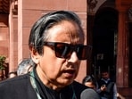  Congress MP Shashi Tharoor speaks to the media at Parliament during the Winter Session