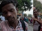 The rickshaw puller can be heard refusing to accept the money. The rickshaw puller can be heard refusing to accept the money.