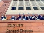 INDIA bloc MPs on Thursday staged protests against Shah's remarks on Ambedkar on the Parliament premises. 