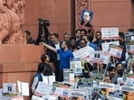 Nishkant Dubey claimed to have seen Rahul Gandhi climbing up the Makar Dwar during Thursday's scuffle over Ambedkar remark row. 