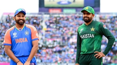 Rohit Sharma and Babar Azam during the 2024 T20 World Cup match in New York. (Pakistan Cricket - X)