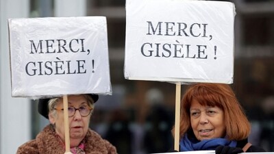 As the verdict in the Gisele Pelicot rape case came in, several women were seen outside the court in support of the Frenchwoman, with placards reading "Thank you Gisele". (REUTERS)