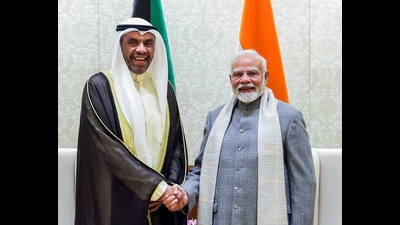 New Delhi, Dec 05 (ANI): Prime Minister Narendra Modi meets Kuwait Foreign Minister Abdullah Ali Al-Yahya, in New Delhi on Wednesday. (ANI Photo) (PM Modi-X)