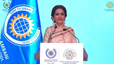 Nita Ambani at the annual day of DAIS and NMAJS. (Facebook/DAISMumbai) Nita Ambani at the annual day of DAIS and NMAJS. (Facebook/DAISMumbai)