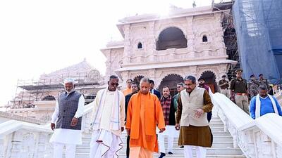 Uttar Pradesh chief minister Yogi Adityanath in Ayodhya on Friday. (ANI PHOTO)
