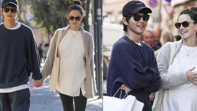 K-drama actor Song Joong Ki with his wife Katy in Rome.