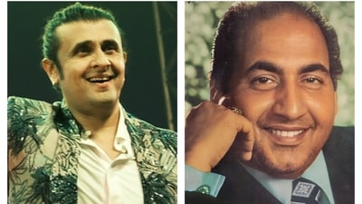 Sonu Nigam; (right) Mohammed Rafi (Photos: HTBS)