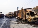 Jaipur, Dec 20 (ANI) Firefighters extinguish the fire at the site of the accident after a massive fire started due to a collision between a gas tanker and multiple vehicles near a petrol pump on the Jaipur-Ajmer Highway, in Jaipur on Friday. Reportedly, Four people died and several injured in the accident. (ANI)