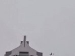 Screenshot from video of of a "Ukrainian drone" before it crashed into a highrise in Russia's Kazan (Russia Today)