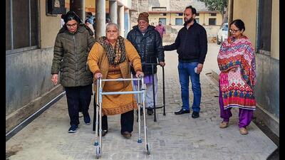 Elderly voters being taken to a polling station in Jalandhar on Saturday. (ANI) Elderly voters being taken to a polling station in Jalandhar on Saturday. (ANI)