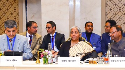 Union Finance Minister Nirmala Sitharaman chairs the 55th meeting of the GST Council. (PTI) Union Finance Minister Nirmala Sitharaman chairs the 55th meeting of the GST Council. (PTI)