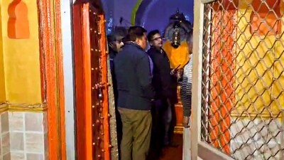 ASI team members conduct a survey at the ancient Kalki Vishnu temple, in Sambhal. (PTI) ASI team members conduct a survey at the ancient Kalki Vishnu temple, in Sambhal. (PTI)