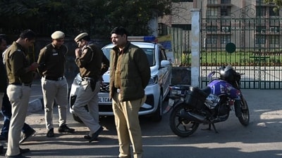 Police outside Cambridge School in Srinivaspuri in New Delhi. (Representational image.)