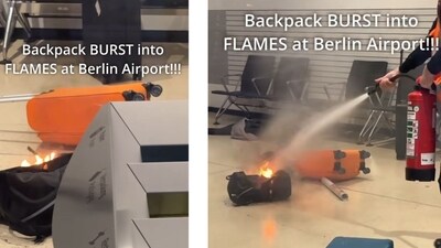 The fire is believed to have been caused by batteries in the bag. (Instagram/@everwandertravel) The fire is believed to have been caused by batteries in the bag. (Instagram/@everwandertravel)