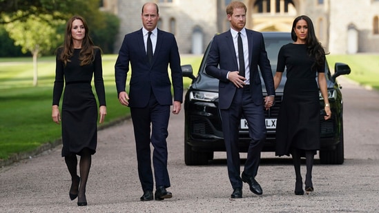 This week, Prince William and Princess Kate released a heartfelt Christmas card featuring their children. Meanwhile, Prince Harry and Meghan Markle presented a corporate-themed card. (Kirsty O'Connor/Pool Photo via AP, File) (AP)