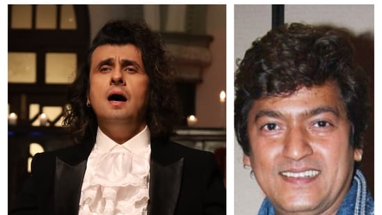 Sonu Nigam in Ave Maria; (right) late Aadesh Shrivastava