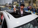 World Chess Champion D Gukesh shows the World Chess Championship 2024 trophy during a felicitation ceremony, in Chennai. World Chess Champion D Gukesh shows the World Chess Championship 2024 trophy during a felicitation ceremony, in Chennai.