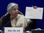 Union finance minister Nirmala Sitharaman addresses a press conference on Saturday, Union finance minister Nirmala Sitharaman addresses a press conference on Saturday,