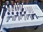 The five pistols are marked ‘Made in Burma’. (HT Photo) The five pistols are marked ‘Made in Burma’. (HT Photo)