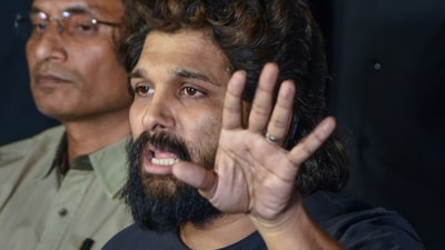 Allu Arjun denied fresh allegations levied against him on Saturday at a press meet. (PTI) Allu Arjun denied fresh allegations levied against him on Saturday at a press meet. (PTI)