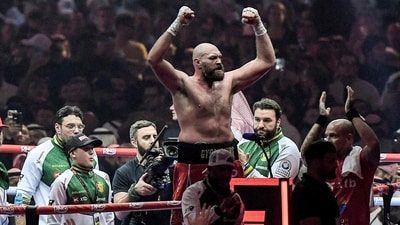 Britain's Tyson Fury reacts during his heavyweight world championship rematch against Ukraine's Oleksandr Usyk. (Photo by AFP) (AFP) Britain's Tyson Fury reacts during his heavyweight world championship rematch against Ukraine's Oleksandr Usyk. (Photo by AFP) (AFP)