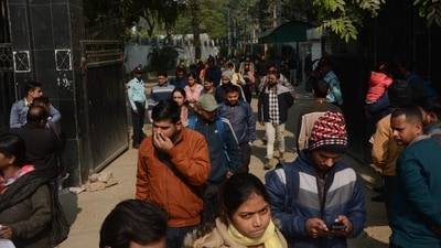 Aspirants coming out from the Magadh Mahila College examination center after appearing in the Civil Court Clerk exam in Patna. (Santosh Kumar) Aspirants coming out from the Magadh Mahila College examination center after appearing in the Civil Court Clerk exam in Patna. (Santosh Kumar)