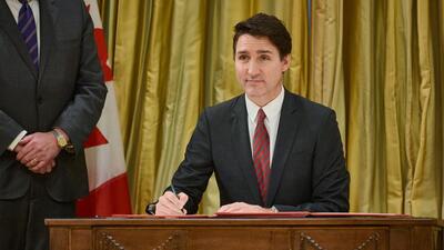 Justin Trudeau, Canada's prime minister, during a swearing-in ceremony at Rideau Hall in Ottawa, Ontario, Canada, on Friday. (Bloomberg) Justin Trudeau, Canada's prime minister, during a swearing-in ceremony at Rideau Hall in Ottawa, Ontario, Canada, on Friday. (Bloomberg)
