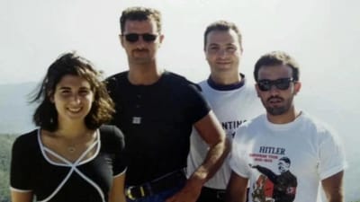 An undated personal photo of ousted Syrian President Bashar Assad, second from left, with unidentified people in an unknown location. AP cannot verify the source of photos of the ousted leader that have surfaced from his abandoned residences. (AP) An undated personal photo of ousted Syrian President Bashar Assad, second from left, with unidentified people in an unknown location. AP cannot verify the source of photos of the ousted leader that have surfaced from his abandoned residences. (AP)