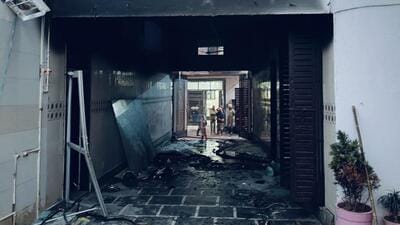 The entire facility on the ground floor was gutted in the incident. (HT Photo) The entire facility on the ground floor was gutted in the incident. (HT Photo)