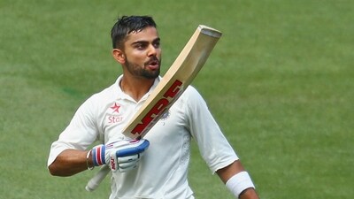 Virat Kohli celebrates his century during his 169 at the MCG in 2014.