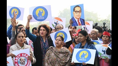 Whether it is Mahatma Gandhi or Babasaheb Ambedkar, any personality who can secure votes in the elections is condemned to be the target of raucous and emotionally charged debates in Parliament (Hindustan Times) Whether it is Mahatma Gandhi or Babasaheb Ambedkar, any personality who can secure votes in the elections is condemned to be the target of raucous and emotionally charged debates in Parliament (Hindustan Times)