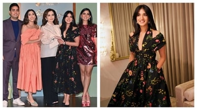 Radhika Merchant was effortlessly elegant in a chic floral dress as she attended the NMACC Arts Cafe launch with the Ambani family. (Instagram/ Rhea Kapoor) Radhika Merchant was effortlessly elegant in a chic floral dress as she attended the NMACC Arts Cafe launch with the Ambani family. (Instagram/ Rhea Kapoor)