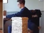 Auldin Maxwell achieved the incredible feat of stacking 1,840 Jenga blocks.