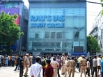 The coaching centre in Old Rajendra Nagar where the deaths took place. (Vipin Kumar/HT Photo) (File)