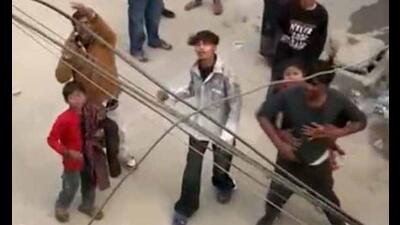 A video grab of the assailants in Guru Arjun Dev Nagar in Ludhiana on Sunday. (HT photo)
