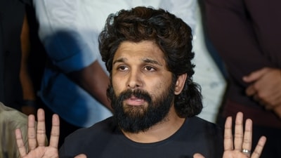 Allu Arjun addressed the press in Hyderabad on Saturday evening. (PTI) Allu Arjun addressed the press in Hyderabad on Saturday evening. (PTI)