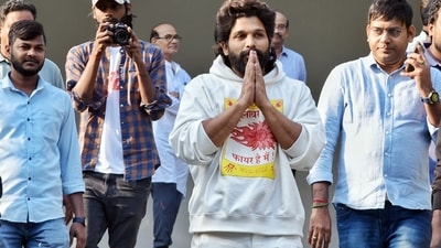 Actor Allu Arjun greets the media at his residence after being released from Chanchalguda Central Jail, in Hyderabad. (ANI Photo) Actor Allu Arjun greets the media at his residence after being released from Chanchalguda Central Jail, in Hyderabad. (ANI Photo)