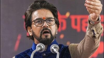 BJP MP Anurag Thakur addresses the gathering on Monday. (PTI) BJP MP Anurag Thakur addresses the gathering on Monday. (PTI)