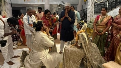 Union Minister of Culture and Tourism Gajendra Singh Shekhawat shared the first photo of PV Sindhu and Venkat Datta. Union Minister of Culture and Tourism Gajendra Singh Shekhawat shared the first photo of PV Sindhu and Venkat Datta.