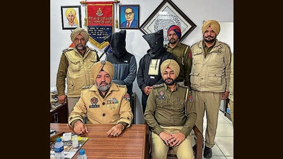 The accused in police custody on Monday. (HT Photo) The accused in police custody on Monday. (HT Photo)