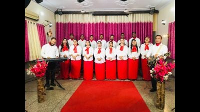 The choir group of Assembly of Believers’ church with its director Oswin Moses The choir group of Assembly of Believers’ church with its director Oswin Moses