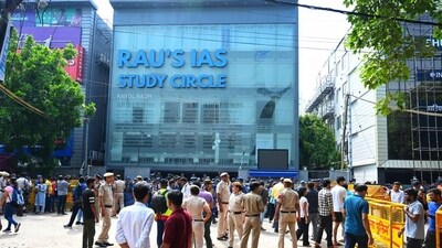 The coaching centre in Old Rajendra Nagar where the deaths took place. (Vipin Kumar/HT Photo) (File)