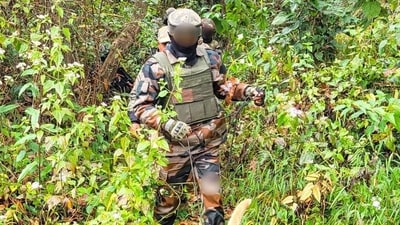 Troops of Indian Army and AssamRifles formations under Spear Corps during the joint search operations carried out in close coordination with Manipur Police in the in the hill and valley regions in the districts of Churachandpur, Kangpokpi and Bishnupur of Manipur, on Sunday. (SpearCorps.IndianArmy-X) Troops of Indian Army and AssamRifles formations under Spear Corps during the joint search operations carried out in close coordination with Manipur Police in the in the hill and valley regions in the districts of Churachandpur, Kangpokpi and Bishnupur of Manipur, on Sunday. (SpearCorps.IndianArmy-X)