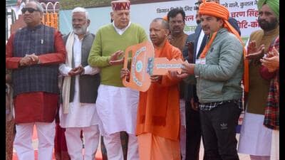 Uttar Pradesh CM Yogi Adityanath at an event marking the birth anniversary of former PM Ch Charan Singh in Lucknow. (HT photo) Uttar Pradesh CM Yogi Adityanath at an event marking the birth anniversary of former PM Ch Charan Singh in Lucknow. (HT photo)