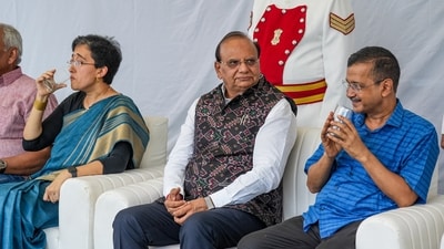 New Delhi: Delhi Lt. Governor VK Saxena with former chief minister Arvind Kejriwal and Delhi CM Atishi. (PTI file) New Delhi: Delhi Lt. Governor VK Saxena with former chief minister Arvind Kejriwal and Delhi CM Atishi. (PTI file)