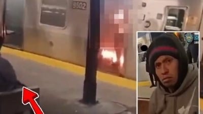 Guatemalan immigrant, who was arrested for the alleged crime, was captured calmly seeing the victim charred to death, shocking other passengers on the train. (X)
