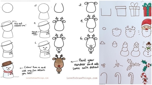 Try these easy Christmas drawings. Try these easy Christmas drawings.