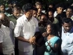 FILE: Tamil Nadu Education Minister Anbil Mahesh visits a government school where a female teacher was stabbed by a youth, in Thanjavur district, Tamil Nadu, FILE: Tamil Nadu Education Minister Anbil Mahesh visits a government school where a female teacher was stabbed by a youth, in Thanjavur district, Tamil Nadu,