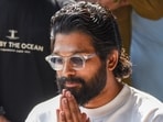 Telugu film actor Allu Arjun addresses a press conference at his residence in Hyderabad.